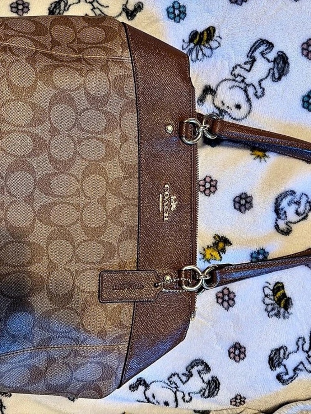 Coach Peyton Signature Jordan Double Zip Carryall Brown Tote
